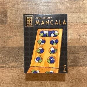 Gallery Mancala - Wooden Board Game with Blue, Green, and White Stones
